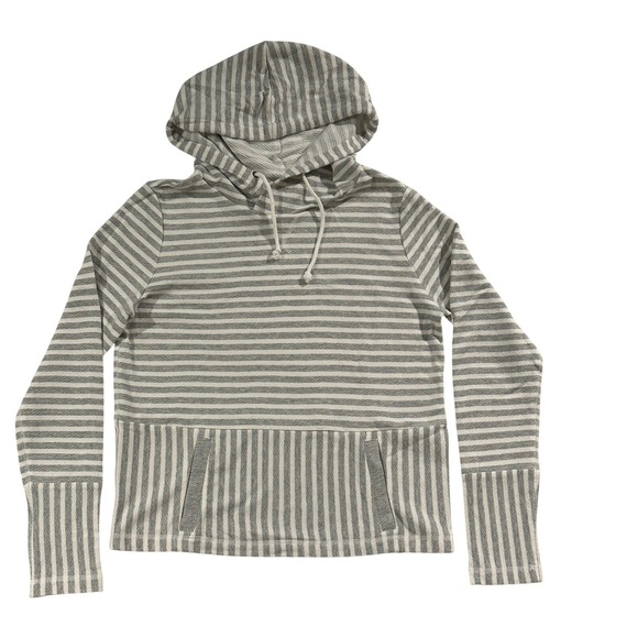 J.Crew Tops - J.Crew Womens Striped Cotton‎ French Terry Hoodie Gray White C5960 Size S NWT